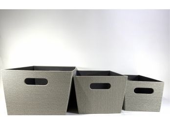 Trio - Fabric Covered Nesting Storage Bins With Handles