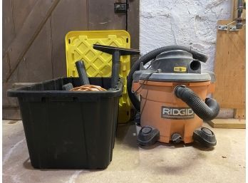 Rigid Shop Vac With Bin Of Attachments And Extra Filter