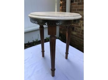 Small Marble Top Three Leg Low Table