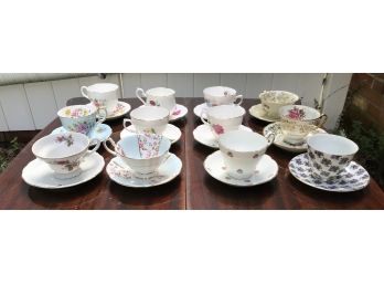 12 Teacups & Saucers- Royal Vale, Royal Bayreuth, Staffordshire, Royal Albert
