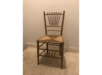 Gilt Bamboo Style Chair With Rush Seat