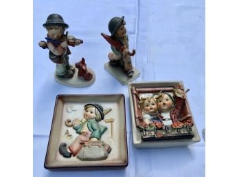 Two 5' Hummel Figurines & Two Hanging Hummel Plaques