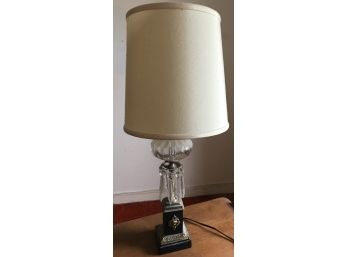 Table Lamp With Hanging Prisms, Metal & Glass Base