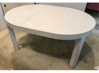 Mid-Century Laminate White Table With Two Leaves
