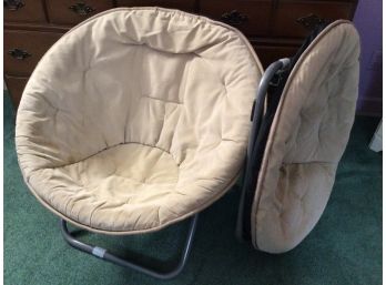 Pair Of Folding Round Cushioned Chairs