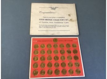 Solid Bronze Collectors Set Of Franklin Mint Presidential Coins