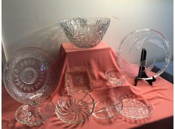 Clear Glass Serving Dish Lot