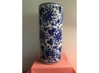 Large Cylinder Blue And White Vase