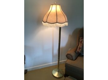 Brass Floor Lamp With Floral Shade