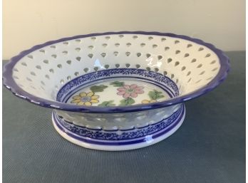 Blue And White Floral Dish Made In China
