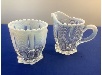 Milky Clear Glass Sugar And Creamer Set