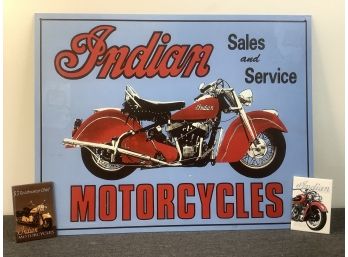 Motorcycle Tin Sign And Magnent Lot