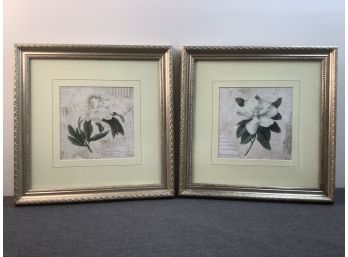 Pair Of White Flower Prints