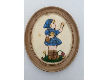 Vintage Holland Mold Wall Hanging 'Girl In A Blue Dress