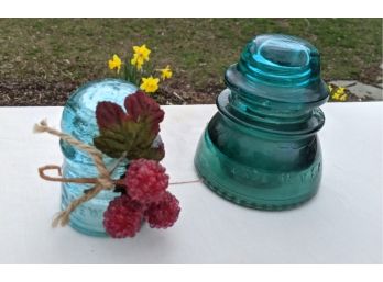 Pair Of Blue/Green Insulators