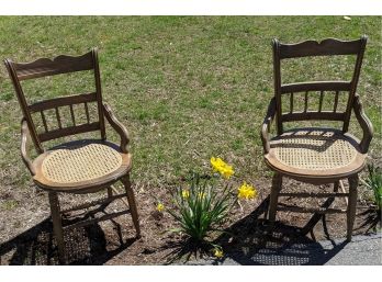 Pair Of Perfectly Matching Antique Caned Seat Chairs