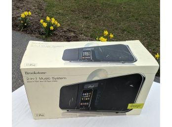 Brookstone 2-in-1 Music System, Stereo For Ipod Plus CD Player & Radio.