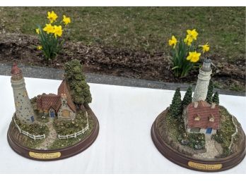 Pair Of Battery Operated Lighthouses By Thomas Kinkade 'The Light Of Peace & Clearing Storms'