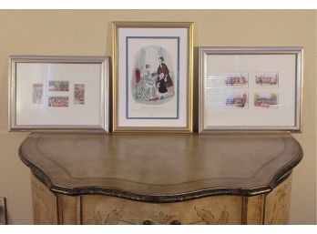 French Art Trifecta.  Framed And Matted.                            -            Loc:  White Box Family Room