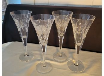 Waterford - 4 Beautiful Champaign Flutes.  Not Chips Or Scratches.        -             Loc: Kit Cabinet