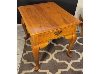 Broyhill Solid Oak End Table.   #2 Of 2.   Very Well Made.              Loc: Family Room