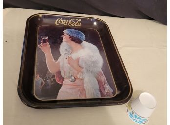 Coca Cola Tin Tray.   In Great Shape.           -                -             Loc: Above Microwave.