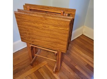 TV Tables. Solid Oak.  Very Well Made Set....no Ikea Garbage Here.        Loc:  Family Room