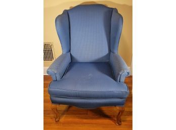 Navy Blue Micro Sea Shell Chair.                Loc:   Family Room