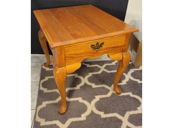 Broyhill Solid Oak End Table.   #1 Of 2.   Very Well Made.              Loc: Family Room