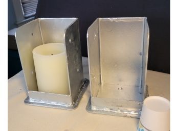 Aluminum Candle Holders.  Welded And Polished.                 -               Loc: Under Kitchen Sink