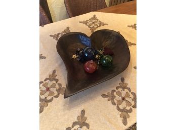 Wine Glass Charms In Heart-Shaped Dish