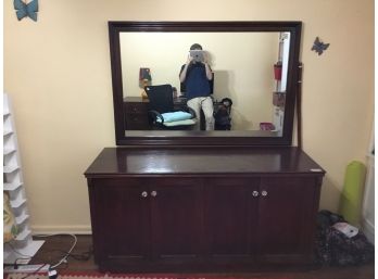 Dark Stained Dresser With Mirror