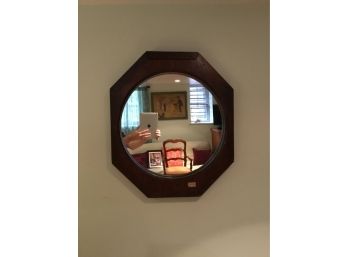 Octagonal Dark Wood Framed Mirror