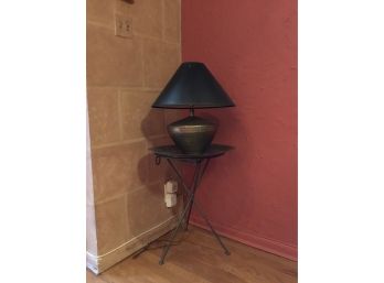 Hammered Bronze Lamp & Accent Table