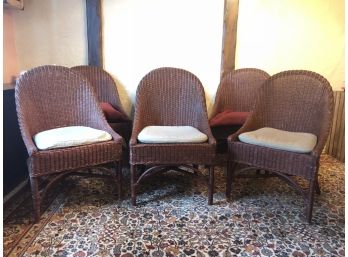 Set Of Six Rattan Dining Chairs