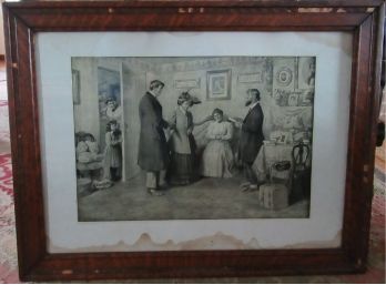 Very Old Framed Print 'Marriage' Signed A. B. Frost