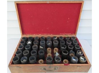 Antique Edison Cylinder Records With Wood Storage Box