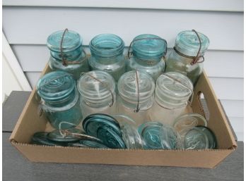 Lot Of Vintage Canning Jars And Extra Lids