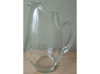 Large Clear Glass Pitcher - Clipper Ship