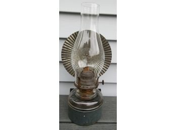 Vintage Hurricane Lamp With Metal Wall Holder