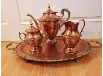 Beautiful Copper And Brass Tea Set