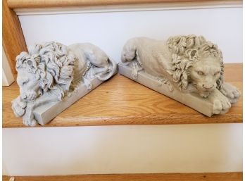 Pair Of Resin 12 Inch Lions