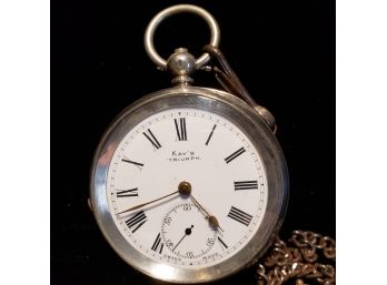 Antique Kay's Triumph .935 Sterling Key Wind Pocket Watch