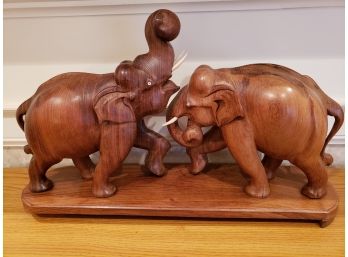 Large Hand Carved Elephant Figurine