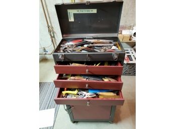Two Piece Rolling Tool Box Full Of Tools