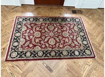 4' X 6 ' Black And Red Wool Area Rug