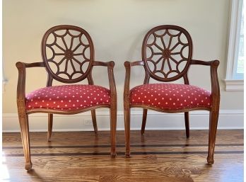 Stunning Pair Of Ethan Allen Spider Back Arm Chairs