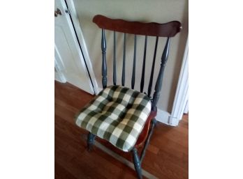 Wood Side Chair With Hunter Green Legs And Dowels Plus Thick Cushion