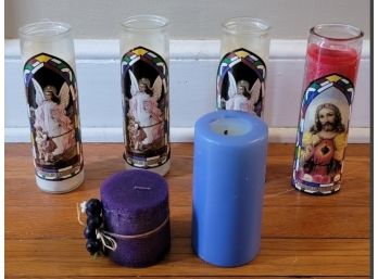 Collection Of Beautiful Candles - Four With Religious Scenes