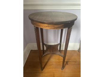 Mure Round Wood Side Table With Tiny Shelf  Underneath